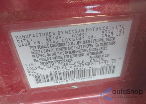 2025 Nissan Sentra Sr from USA, damaged, VIN 3N1AB8DV6SY243424